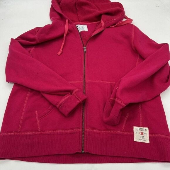 Champion Pink Long Sleeve Full Zip Hoodie Size Large Women’s - Picture 1 of 4